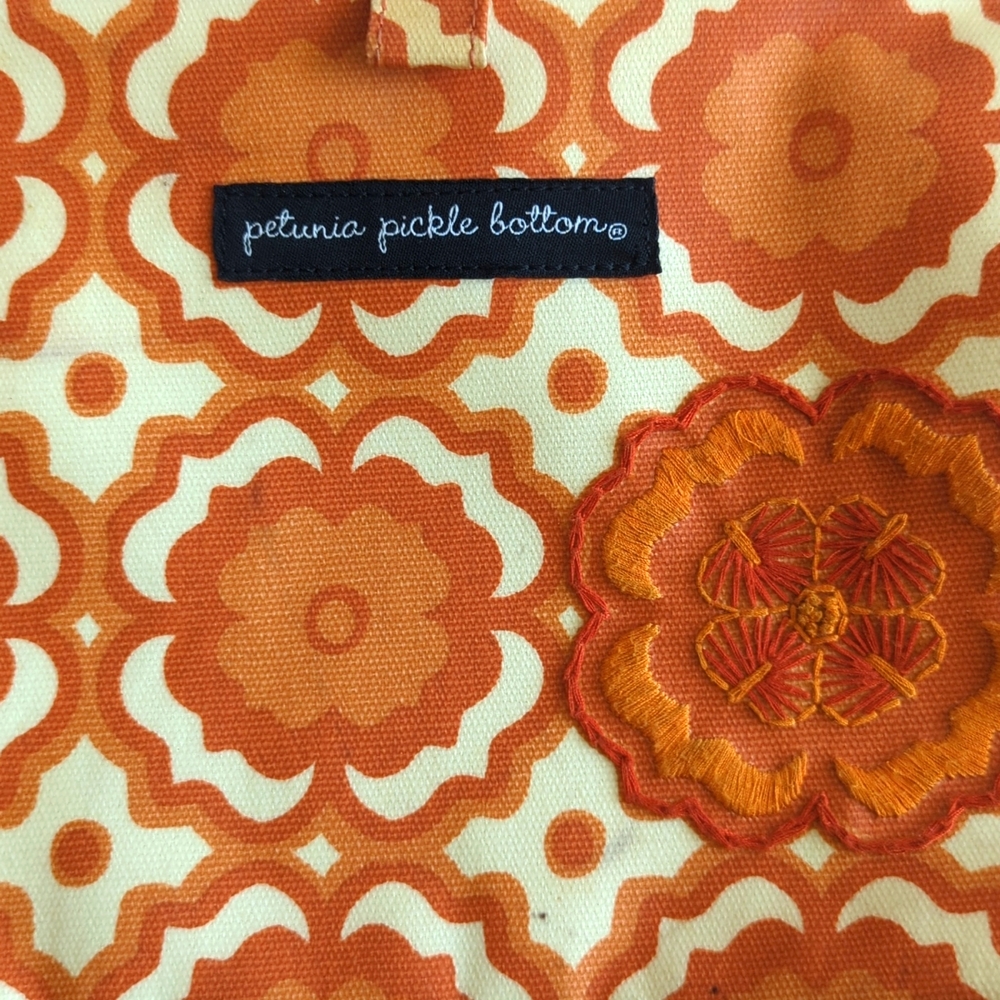 Petunia Pickle Bottom Baby Crosstown Orange Floral Diaper Bag Clutch Purse